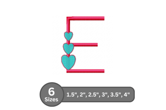 Candy Heart Alphabet -E: A Sweet Embroidery Font for Modern Design