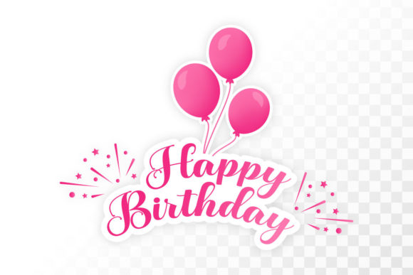 Celebrate with Style: The Happy Birthday Pink Sticker with Balloon