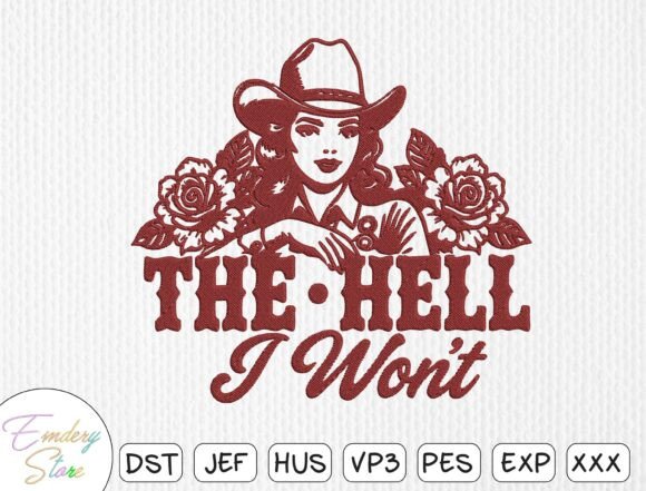 Cowgirl with Roses Embroidery Design: Bold Visual Storytelling