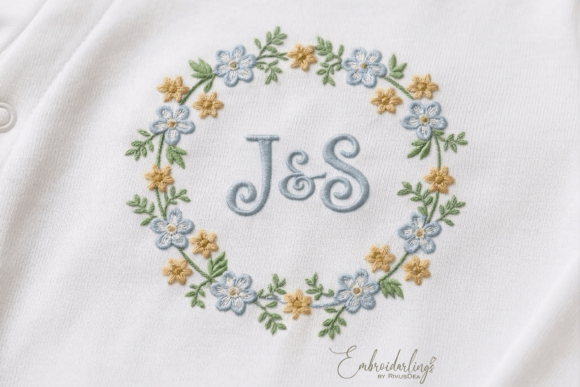 Delicate Baby Monogram Frame Embroidery Designs for Heirloom Projects