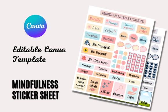 Mindfulness Sticker Sheet Canva Editable: Elevate Your Visual Design