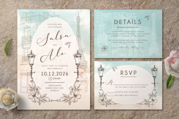 Paris Wedding Invitation Set: Elegance for Modern Design